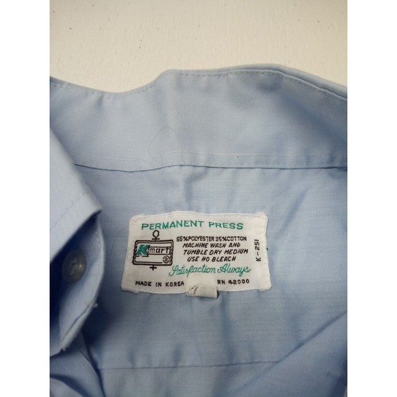 Vintage Kmart Permanent Press Button Up Shirt Size 17 1/2 -33 Light Blue Long Sl - Picture 4 of 5